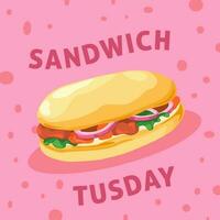 Sandwich tuesday, tasty snack restaurant offer vector