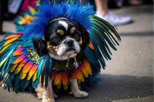 dog in carnival costume at carnival parade illustration photo