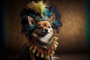 dog in carnival costume at carnival parade illustration photo