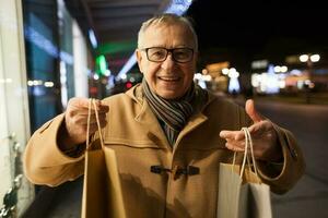 A man taking a walk through the city photo