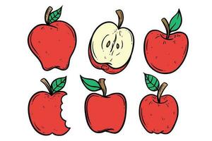 hand drawing apple collection with hand drawing style vector