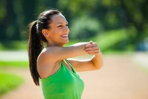 A woman doing physical exercises photo