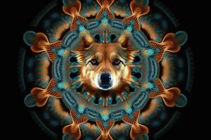 perro animal mandala fractal ilustración generativo ai foto