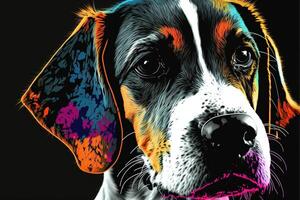 cute dog in colorful pop art illustration photo