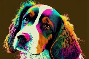 cute dog in colorful pop art illustration photo