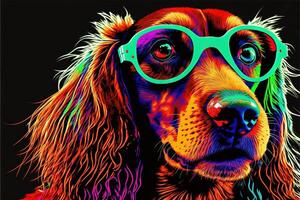 cute dog in colorful pop art illustration photo