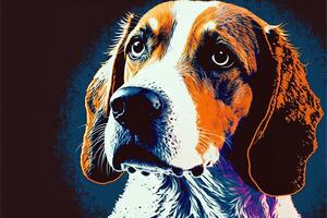 cute dog in colorful pop art illustration photo