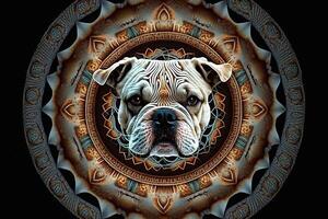 perro animal mandala fractal ilustración generativo ai foto