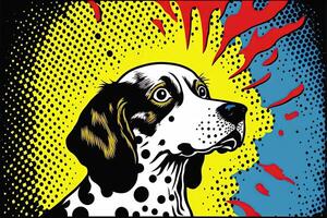 cute dog in colorful pop art illustration photo