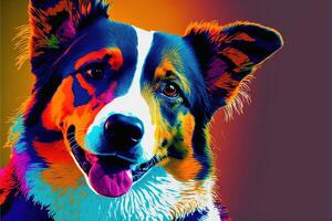 cute dog in colorful pop art illustration photo