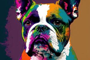 cute dog in colorful pop art illustration generative ai photo