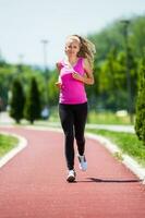 A woman running photo