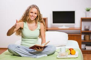 A woman in her bedroom photo