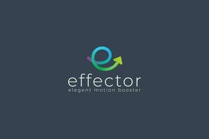 Letter e creative colorful arrow motion booster direction logo vector