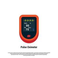 Pulse oximeter icon. measurement of pulse and oxygen in the blood. diagnosis of pneumonia vector