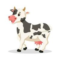 Cartoon happy cow isolated on white. Vector illustration