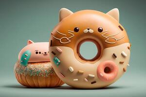 Cat donut shape illustration photo