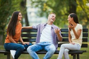 Friends spending time outdoors photo