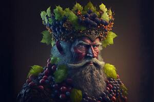 Arcimboldo style king made of grapes painting photo