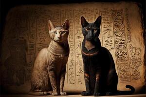 egyptian hieroghlyphs cats cinematic illustration photo