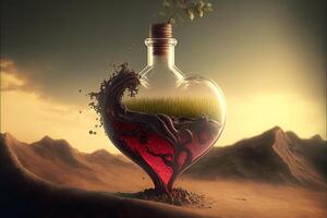 Elixir of love red heart liquid big Love Valentine day concept illustration photo