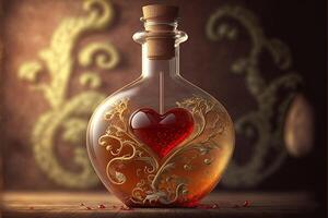 Elixir of love red heart liquid big Love Valentine day concept illustration photo