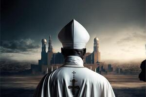 negro papa sólo elegido en Vaticano ilustración generativo ai foto