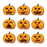 A vector illustration of pumpkin icons set