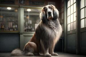 Giant Dog at the coiffeur illustration photo