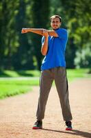 A man doing physical exercises photo