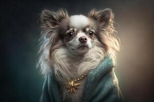 Moda perro bonito mujer vestir ilustración generativo ai foto
