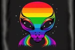 extraterrestre símbolo, lgbt gay orgullo arco iris bandera ilustración generativo ai foto