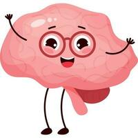 joyful cartoon character brain vector