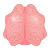 Cartoon brain. Human organ central nervous system. Vector illustration in flat cartoon style.