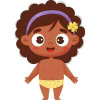 Cute dark  ethnic girl vector