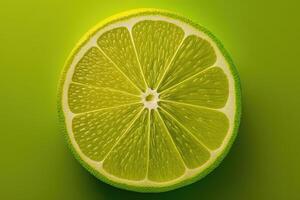 lime slices on green yellow background illustration photo