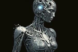 diamond made female robot of the future illustration photo