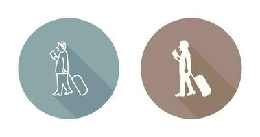 Walking with Luggage Vector Icon