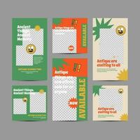 Set of Retro Social Media Templates for digital business marketing banner vector