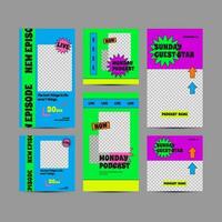 Set of Retro Social Media Templates for digital business marketing banner vector