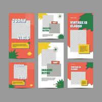 Set of Retro Social Media Templates for digital business marketing banner vector