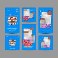 Set of Retro Social Media Templates for digital business marketing banner vector