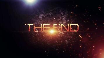 The End gold text hitech cinematic trailer title background video