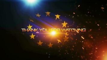 obrigado você para assistindo ouro texto com euro bandeira video