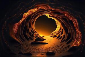 Alien planet tunnels made of gold illustration photo