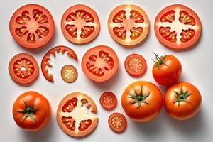 Green fresh red tomatoes top view. Healthy eating concept. illustration photo