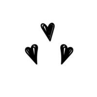 Black doodle hearts vector