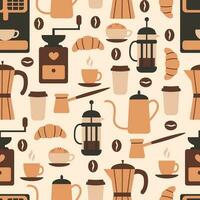 Coffee elements seamless pattern vector