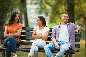 Friends spending time outdoors photo