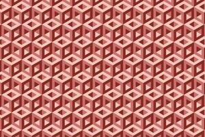 3d red optical illusion hexagonal cubic block pattern. Vector background.